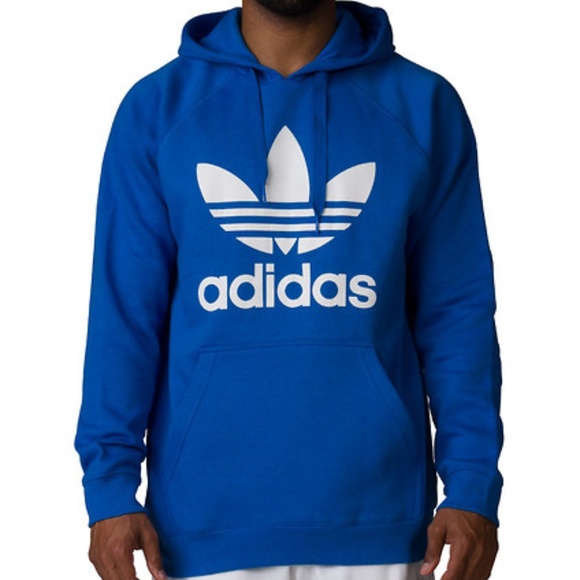 adidas trefoil hoodie bluebird